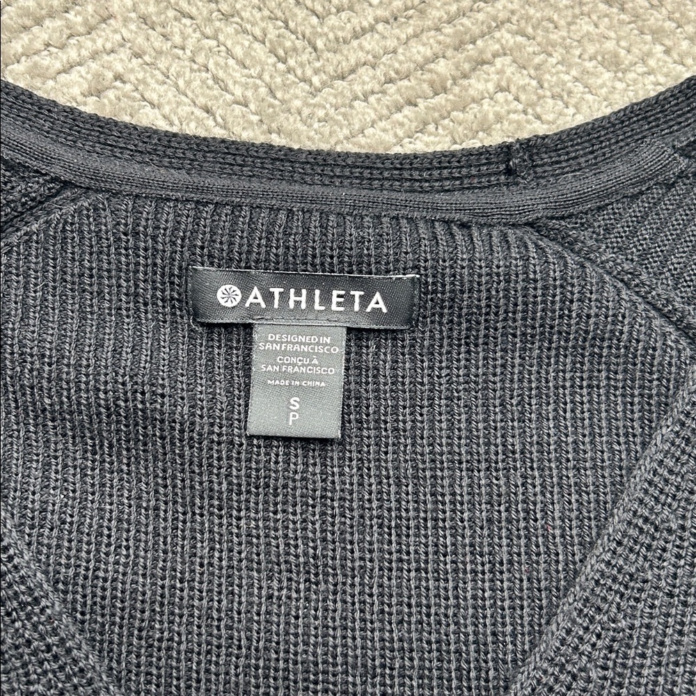 Athleta Women’s Hanover Merino V-Neck Sweater, Black SIZE S - Picture 2 of 10